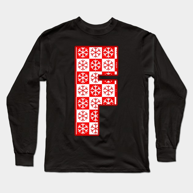 Initial letter F - Christmas pattern winter snowflake Long Sleeve T-Shirt by LiquidLine